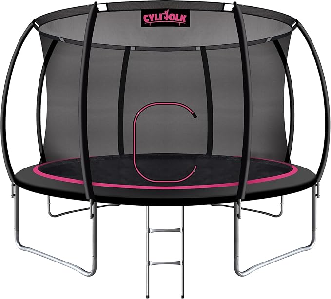 Trampoline for Kids, Heavy Duty Recreational Trampolines Toddler Trampoline with Enclosure Net Ladder Indoor Outdoor Trampoline CPC Approved