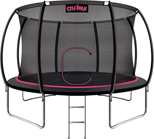 Trampoline for Kids, Heavy Duty Recreational Trampolines Toddler Trampoline with Enclosure Net Ladder Indoor Outdoor Trampoline CPC Approved