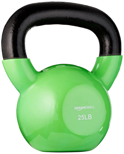 Amazon Basics Vinyl Kettlebell for Strength Training and Workout, 25 Pounds, Textured Handle, Light