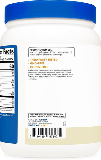 Nutricost Soy Protein Isolate Powder, 1 LB Vanilla - 10 Grams of Protein Per Serving, Vegan, GMO-Free & Gluten Free