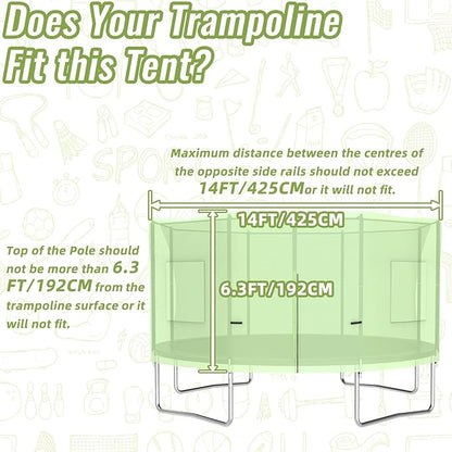 Gardenature 10FT/12FT/14FT Trampoline Tent(Tent Only), Fit Round Trampolines, Shade Cover with LED Light, Outdoor Trampolien Accessories, Anti-Tear