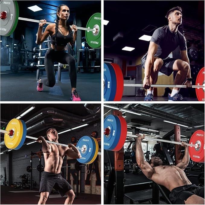 PROIRON Olympic Rubber Bumper Plates,Floor Protective Weight Plates,2" Solid Weight Plates for Barbell Strength Training and Weight Lifting,Less Impact, Absorb Bounce & Shock,5KG(11LB)/10KG(22LB)/15KG(33LB)/20KG(44LB),Single or Pair