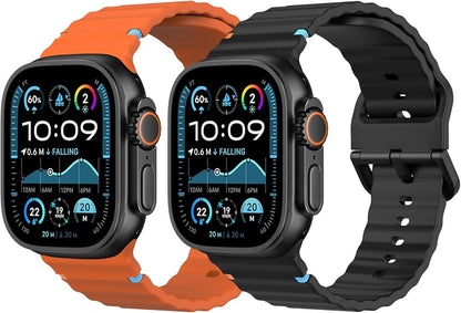 MoKo 2Pack Sport Watch Band Compatible with Apple Watch Band Ultra3/2/1 49mm/Series 11/10/9/8/7/6/5/4/3/2/1/SE3/SE2/SE 46/45/44/42/41/40/38mm,Adjustable Breathable Strap