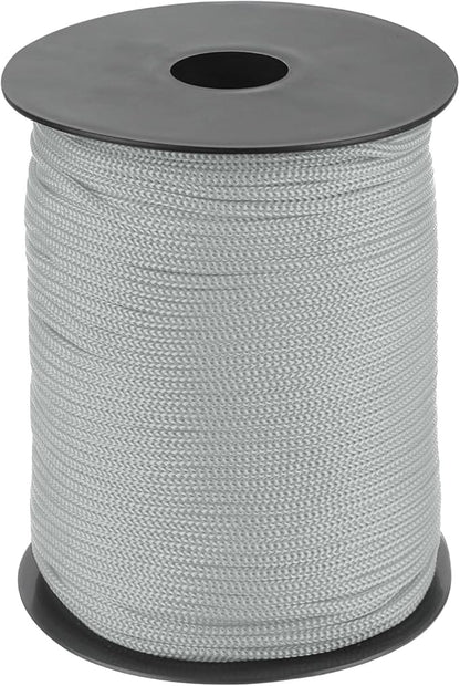MECCANIXITY 1/8 Inch Polypropylene Rope Braided Ropes, 328ft Nylon Rope Hollow Utility Cord for Clothesline, Camping, Hiking, Outdoor, Light Grey