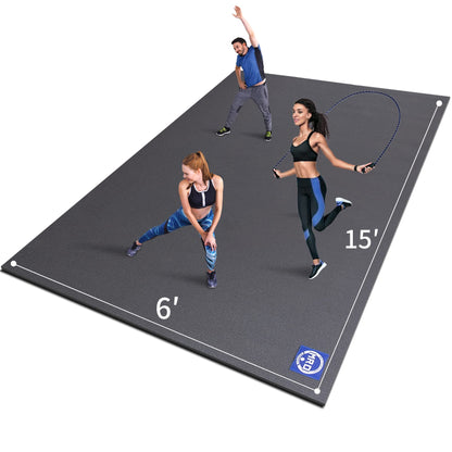 MRO Extra Large Exercise Mat For Home Gym, 15'x6'/12'x6'/9'x6'(7mm) Workout Mats for Gym Flooring