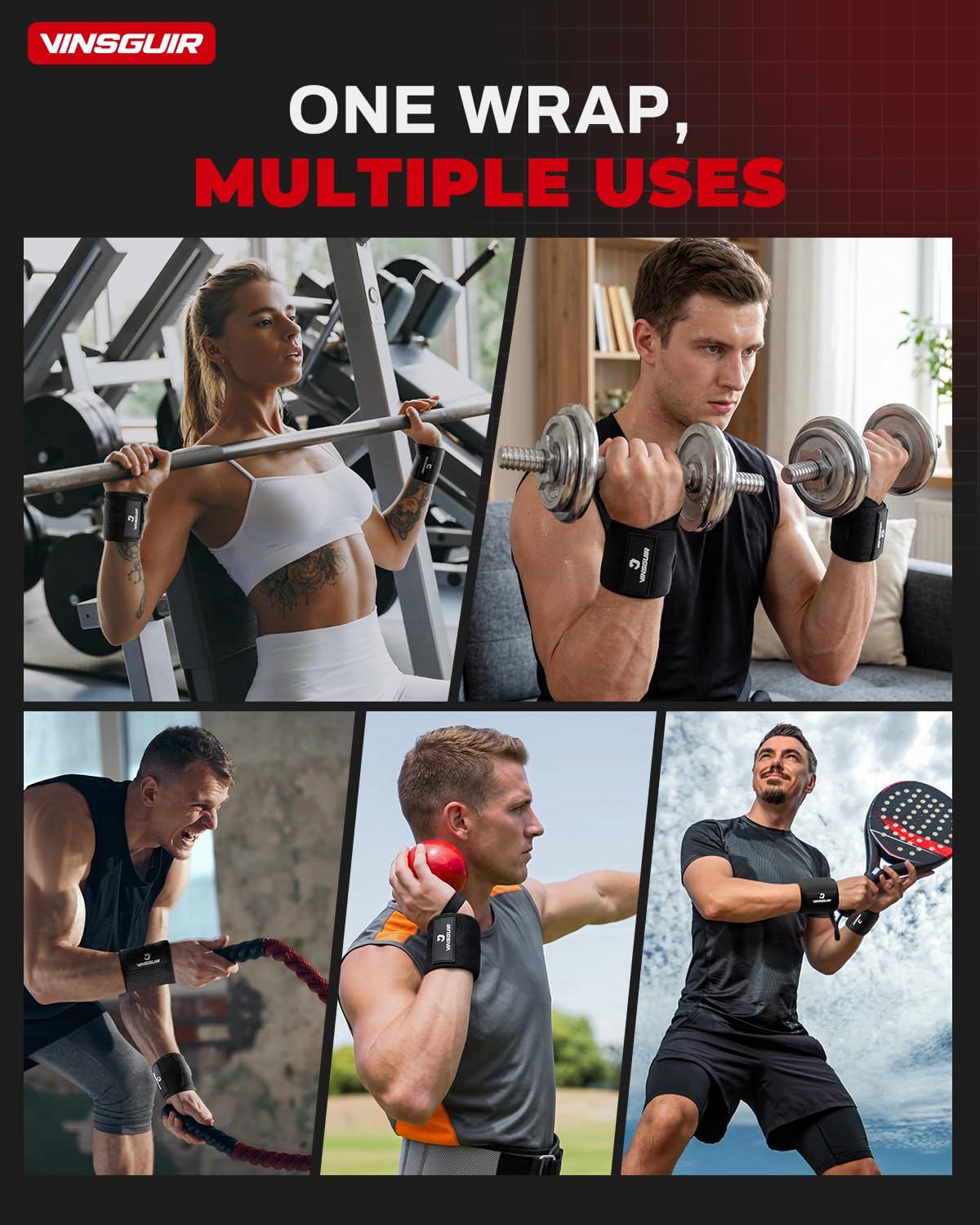 VINSGUIR Wrist Wraps for Weightlifting, [USPA Approved] 21'' Lifting Straps for Wrist Support with