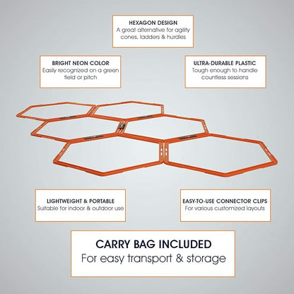 Yes4All Hex Agility Rings/Speed Rings with Carrying Bag – Hexagon Rings, Agility Hurdles for Agility Footwork Training