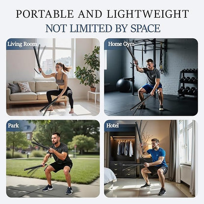 Ropeless Battle Ropes for Exercise Workout, Cordless Jump Rope, Portable Workout for Home Gym, Exercise Battle Ropes for HIIT Workouts, Low-Impact Cardio Training (2 Ropes with Bag)