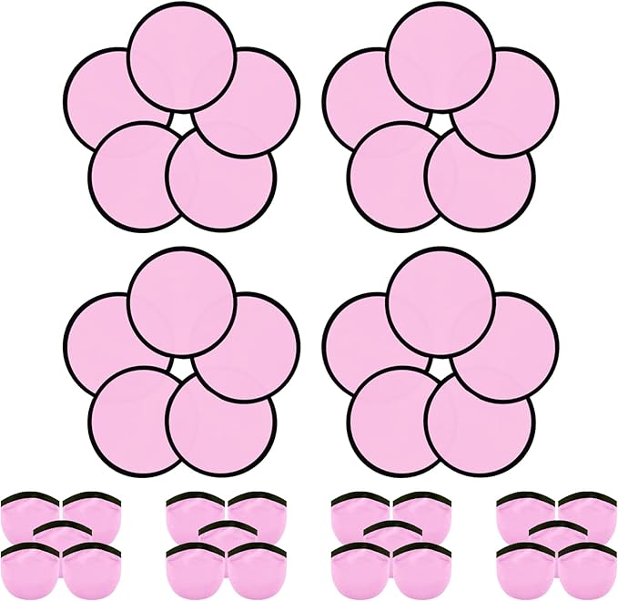 20PCS Foldable Flying Disc Fans with Bags, 9.8'' DIY Handheld Black Egde Fabric Folding Fan for Outdoor Game Activities Birthday Party Favors Gifts, Pink