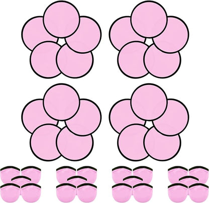 20PCS Foldable Flying Disc Fans with Bags, 9.8'' DIY Handheld Black Egde Fabric Folding Fan for Outdoor Game Activities Birthday Party Favors Gifts, Pink