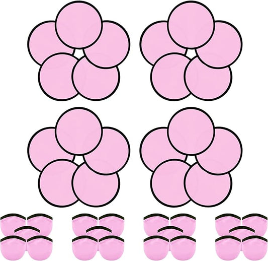 20PCS Foldable Flying Disc Fans with Bags, 9.8'' DIY Handheld Black Egde Fabric Folding Fan for Outdoor Game Activities Birthday Party Favors Gifts, Pink