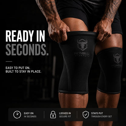 7mm Knee Sleeves for Squats & Weightlifting - Large, Charcoal, Men & Women