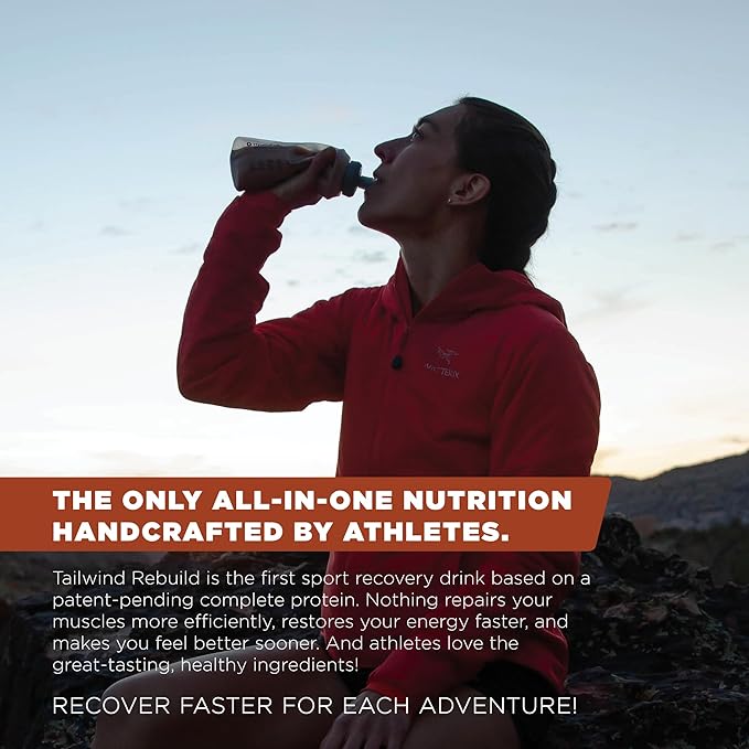 Tailwind Nutrition Recovery Mix, 20 Grams Complete Protein, Carbohydrates, and Electrolytes Powder Drink Mix for Post-Workout, Free of Gluten, Soy, and Dairy, Vegan, 12 Servings, Salted Caramel