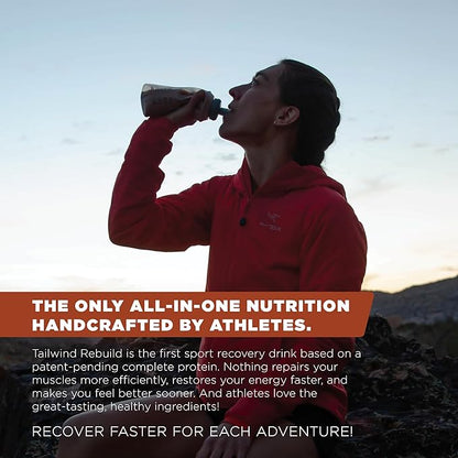 Tailwind Nutrition Recovery Mix, 20 Grams Complete Protein, Carbohydrates, and Electrolytes Powder Drink Mix for Post-Workout, Free of Gluten, Soy, and Dairy, Vegan, 12 Servings, Salted Caramel