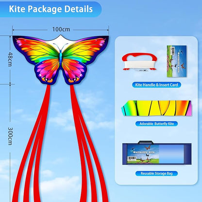 Butterfly Kites for Kids & Adults, Easy to Fly Design with Long Tail for Stability, for Kids Ages 4-8 & Beginners, Beach & Park Use | Family Outdoor Fun
