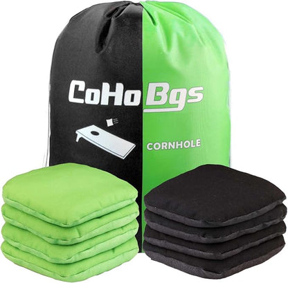 CoHoBgs Corn Hole Bags Set 8, Professional Cornhole Bags Dual-Sided Slick & Stick Resin Filled Suede and Duck Canvas Bean Bag for Cornhole Game Includes Carry Case