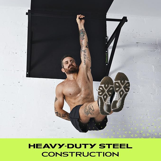 Heavy-Duty Wall Mounted Pull Up Bar - 500 lbs Weight Capacity | Maintain Upper Body Strength & Core Stability | Space Efficient Steel Chin Up Black Bar for Home & Gym Versatile Workouts