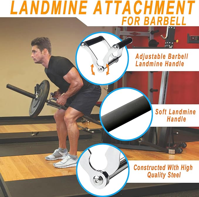 Viking Press Landmine Handle for 2-Inch Barbell, Hack Squat T-Bar Row Attachment Strength Training Accessories, Shoulder Press Landmine Attachment Equipment