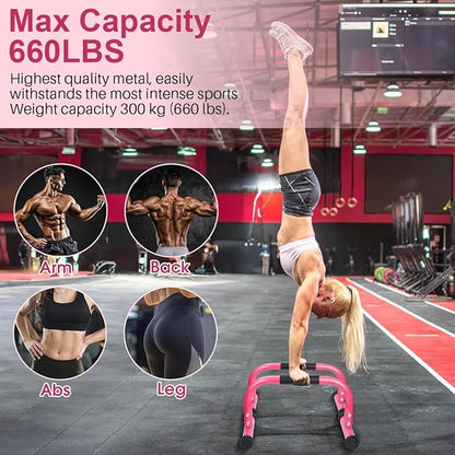 AmazeFan Parallettes Bars, High Steel Push Up Bar Strength Training For Handstands, Calisthenics Bars & Dip Bars, Calisthenic, Push Up Stands Handle for Floor Workouts Calisthenics Equipment ﻿