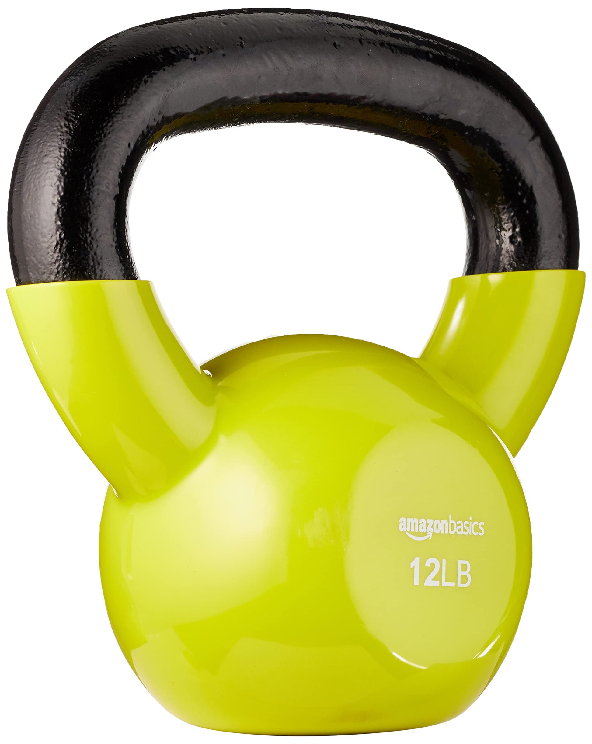 Amazon Basics Vinyl Coated Cast Iron Kettlebell for Training, 12 Pounds, Wide Handle, Home Workout