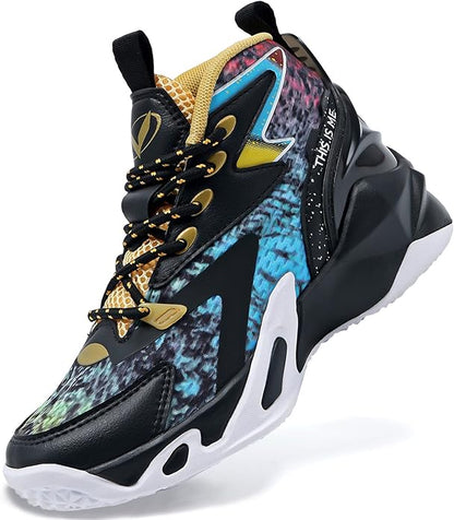 VITUOFLY Kids Basketball Shoes Boys Air Cushion Sneakers Girls Mid Top School Hoops Shoes Non-Slip Outdoor Sports Running Gym Comfortable Durable Little Kid/Big Kid