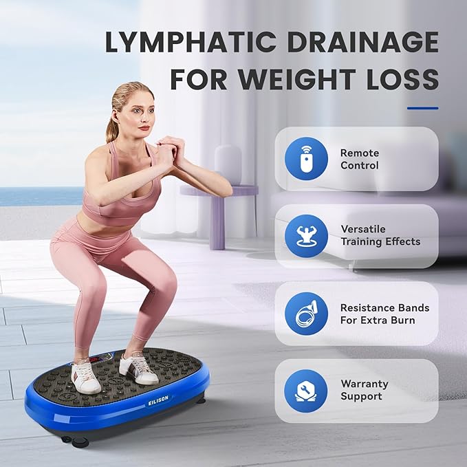 EILISON FitMaxx 3D XL Vibration Plate Exercise Machine - Whole Body Workout Vibration Platform w/Loop Bands - Lymphatic Drainage Machine for Weight Loss, Shaping, Wellness, Recovery