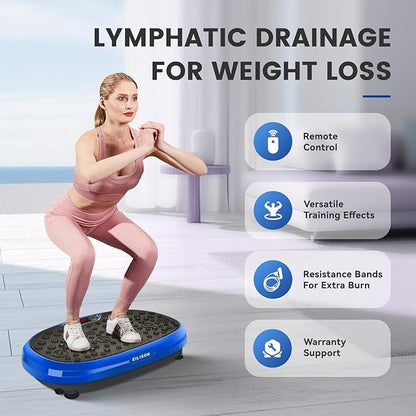 EILISON FitMaxx 3D XL Vibration Plate Exercise Machine - Whole Body Workout Vibration Platform w/Loop Bands - Lymphatic Drainage Machine for Weight Loss, Shaping, Wellness, Recovery