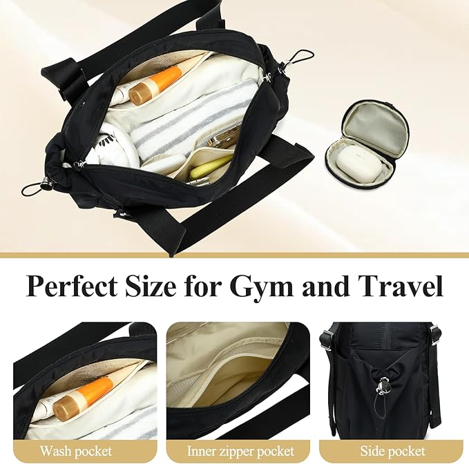 CAMTOP Mini Gym Bag for Women, Small Gym Tote Bag Puffy Quilted Sports Duffel Bag with Wet Compartment and Coin Purse Duffel Bags Dance Yoga Workout Bag