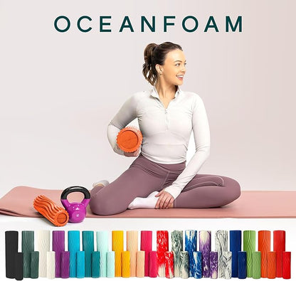 Oceanfoam Tidal Roller - Orange - Muscle Massage Foam Roller for Back Pain & Stretching - Firm and Ergonomic Wide Wave Textured - Yoga, Athletics, & Wellness - Full Size, 20" x 5"