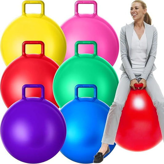Lewtemi 6 Pcs Hopper Ball Carnival Outdoor Games 32 Inch Jumping Hopping Inflatable Bouncing Ball
