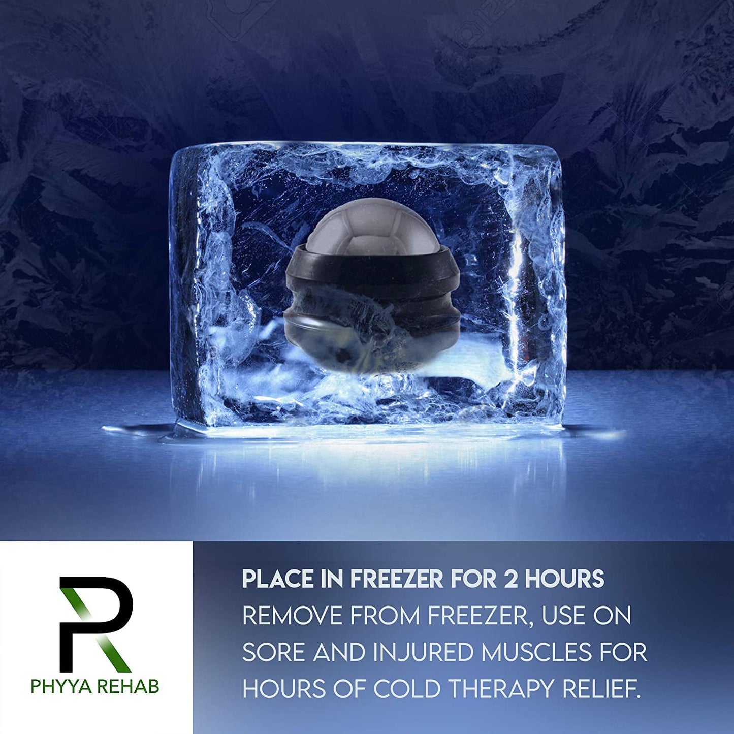Phyya Rehab - Massage Ice Roller Ball - Roller for Muscles Deep Tissue - Cold Therapy - Plantar