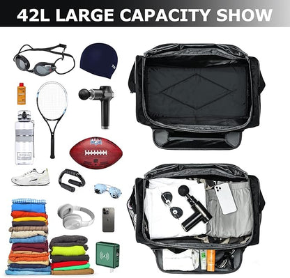 Mens Gym Bag 21 inch Large Overnight Weekender Duffle Bag for Travel Sport-Black/Grey
