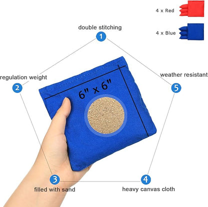 Solid Wood Premium Cornhole Game Set, Bean Bag Toss Game for Tailgate, Outdoor, Backyard - Professional Portable Cornhole Boards & Set of 8 Cornhole Bean Bags (Junior, Tailgate, Regulation Size)