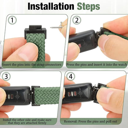 Elastic Braided Watch Band Compatible with Fitbit Inspire 3/Inspire 2/Inspire/Inspire HR/Fitbit ace 3/Ace 2, Adjustable Stretchy Strap Sport Nylon Loop Replacement Wristband for Fitbit Inspire