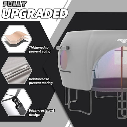 Gardenature 10FT/12FT/14FT Trampoline Tent(Tent Only), Fit Round Trampolines, Shade Cover with LED Light, Outdoor Trampolien Accessories, Anti-Tear