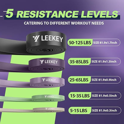LEEKEY Resistance Bands Set for Pull-Up Assistance & Full-Body Training, Multi-Level Exercise Bands with Bag for Home Workouts, Physical Therapy, Strength Training (Men/Women)