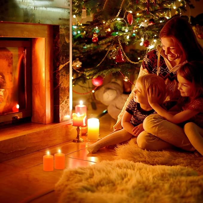 4 Packs Dripless Orange Pillar Candles 2x3 Inch Unscented 24 Hour Fall Harvest Cylinder Candles for Thanksgiving Day Dinner Tables, Wedding, Party, Home Decor