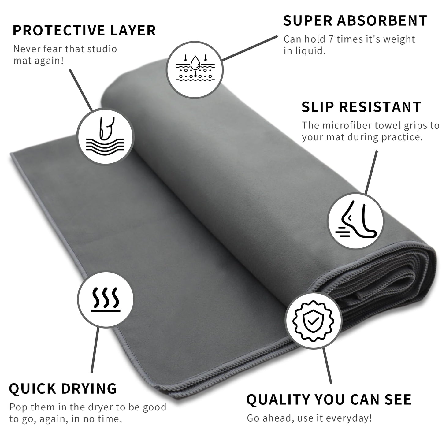 MIAOMIAO Non-Slip Hot Yoga Towel Set,Super Absorbent Microfiber in, 24.5" x 72" - Anti-Slip, Injury