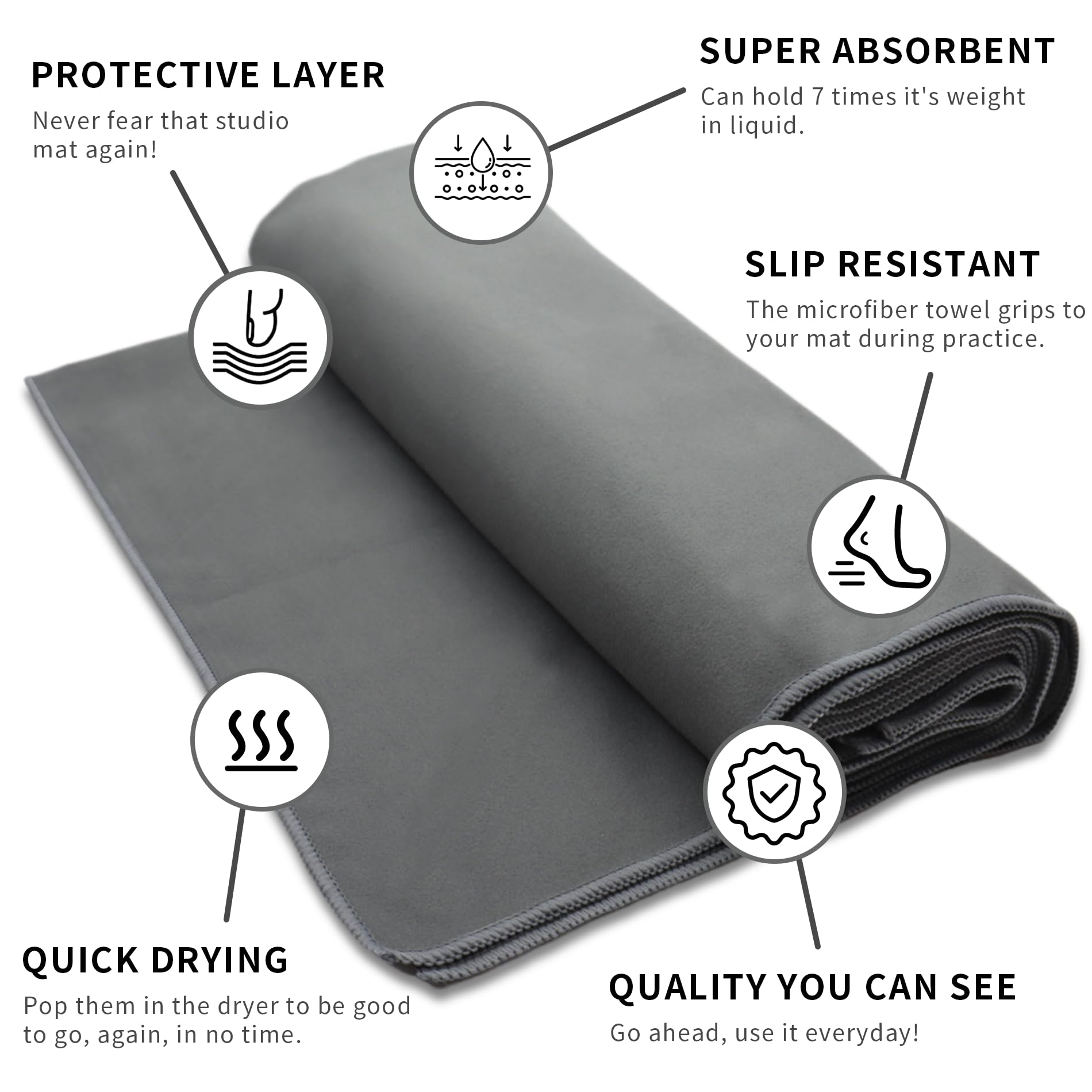 MIAOMIAO Non-Slip Hot Yoga Towel Set,Super Absorbent Microfiber in, 24.5" x 72" - Anti-Slip, Injury