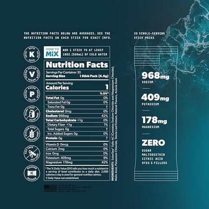 SALTT Electrolytes Powder Packets, Ultra Variety Pack (30 Packets) - Magnesium, Potassium, Sodium, Trace Minerals - Vegan, Sugar Free, Gluten Free - Travel Essentials - Made in USA