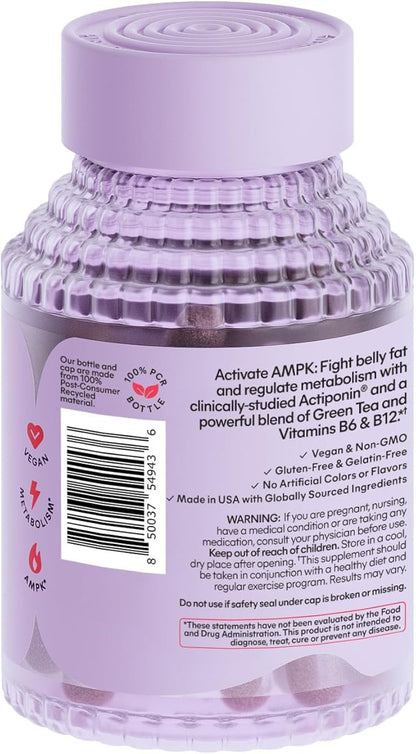 Lemme Burn Belly Fat Capsules, Clinically Studied AMPK Metabolic Activator Actiponin Jiaogulan, 50% EGCG Green Tea Extract, Vitamin B6, Methyl B12 for Men and Women - 60 Count (Pack of 2)