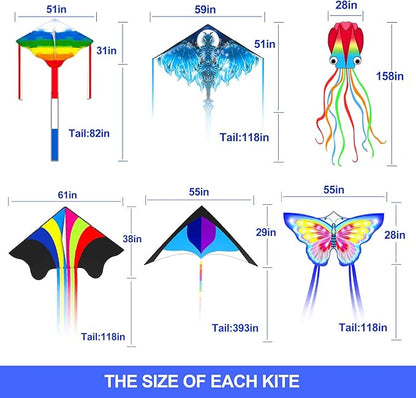 Kites for Kids & Adults, Beach Kites Set for Beginners, Easy to Fly Large Kites Pack for Boys and Girls, Kite String Included, Perfect for Outdoor Activities