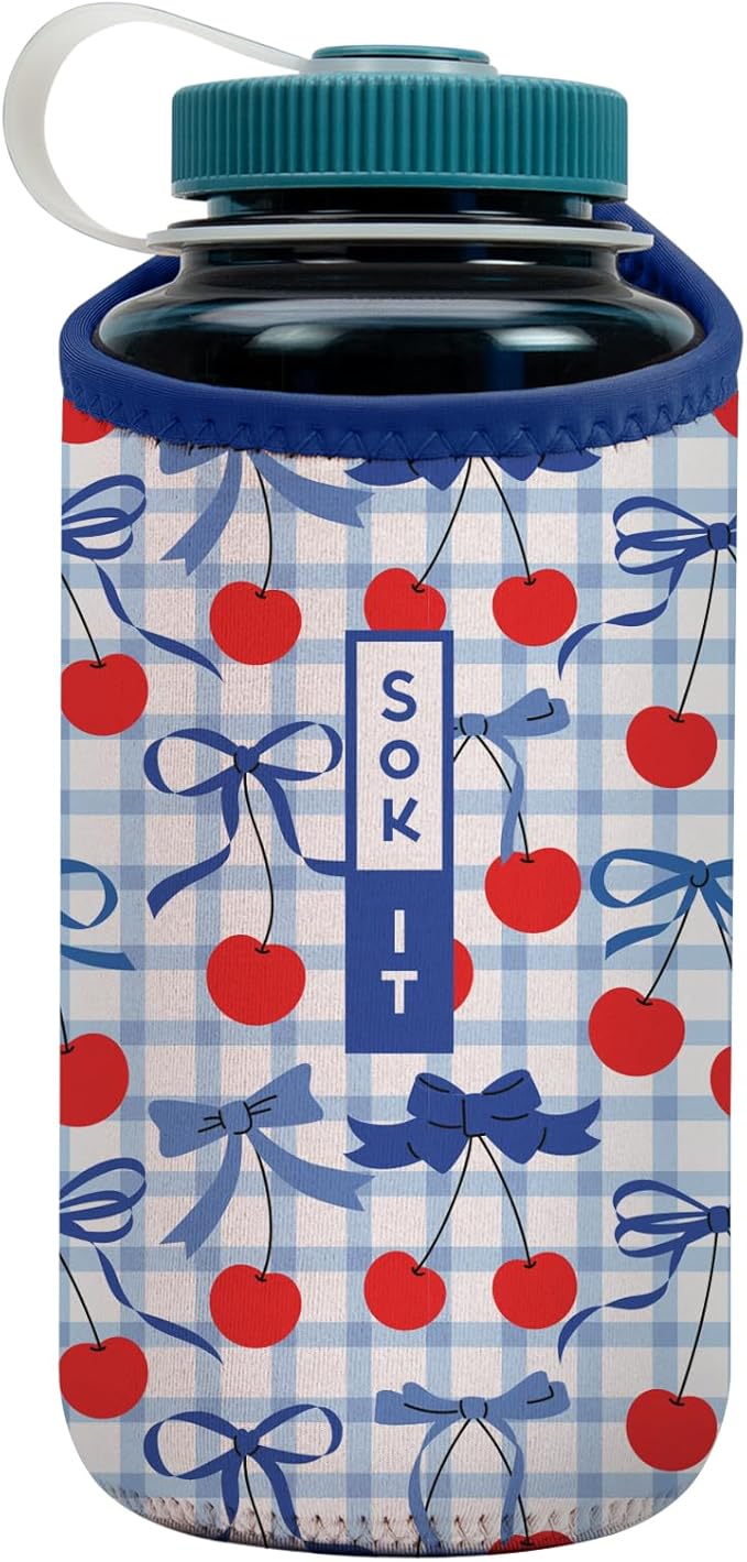 Sok It BotlSok Water Bottle Sleeve Insulated Neoprene Cover (Cherry Picked, Fits 32oz Nalgene)