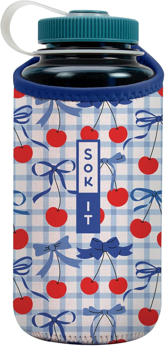 Sok It BotlSok Water Bottle Sleeve Insulated Neoprene Cover (Cherry Picked, Fits 32oz Nalgene)