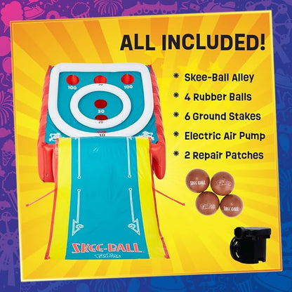 Flybar FunPark Giant Inflatable Skee-Ball Game – 11 Ft Long w/ 4 Balls & Electric Air Pump – Indoor & Outdoor Arcade Toy for Kids, Adults & Family – Fun Party Play for Home, Backyard, Events