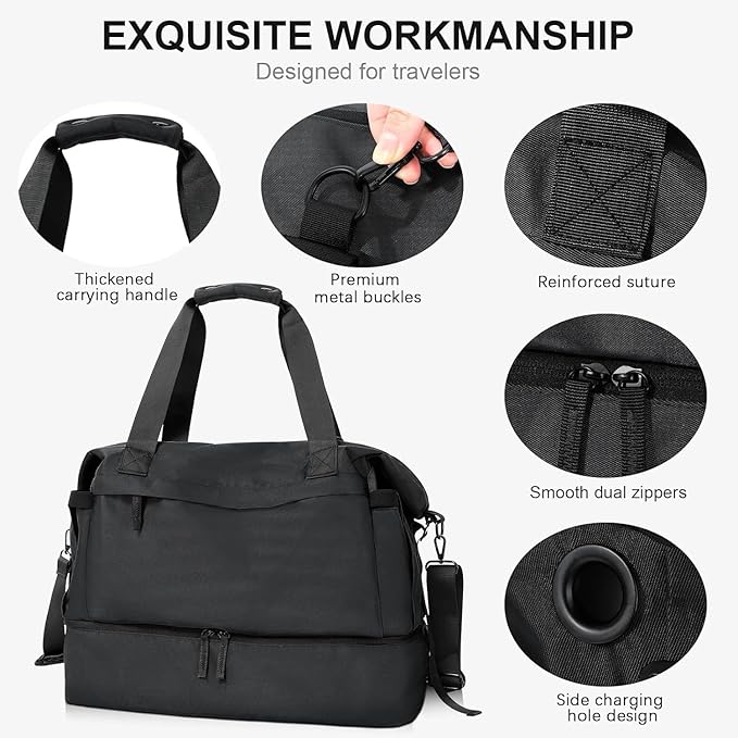 Gym Bag for Men Women, Tactical Travel Duffel bag with Removable Dividers & Shoe Compartment, Weekender Carry on Bag with Toiletry Bag, Overnight Range Bag for Workout Soccer Yoga Gym