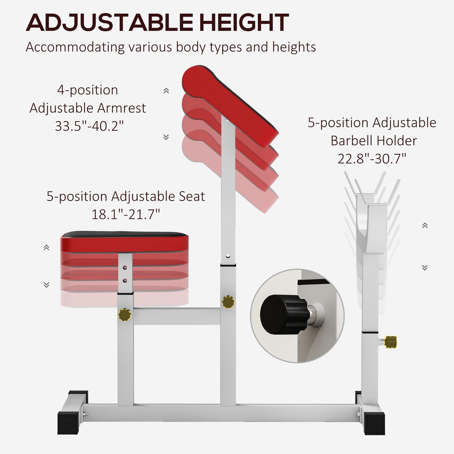 Soozier Adjustable Preacher Curl Bench with Brabell Rack 265 LBS White