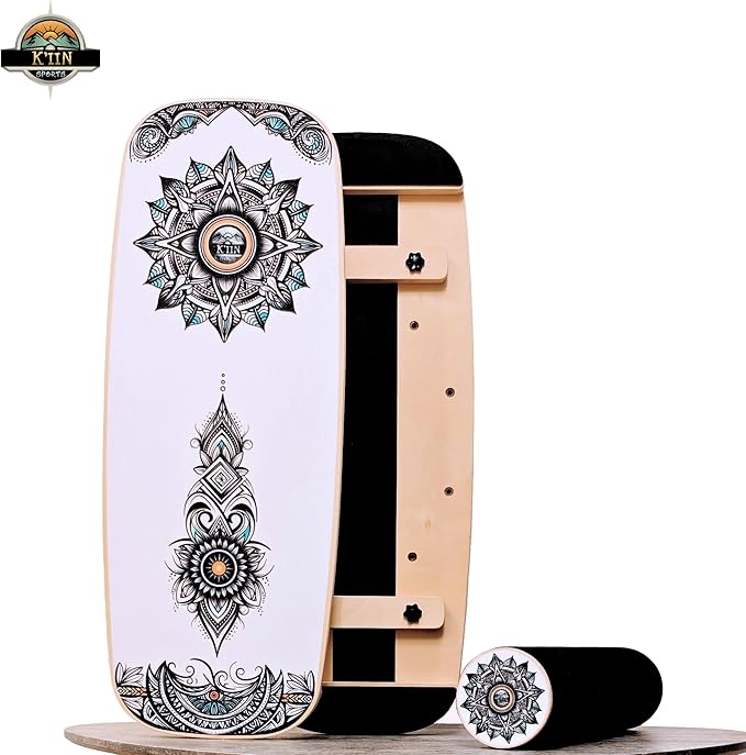Kiin Balance Board Trainer, adjustable stoppers ??Indo Board, Balancing Board for Surfing, Core Training, Wobble Board for Skateboarding, Surfing, Skating, Yoga and Fitness.