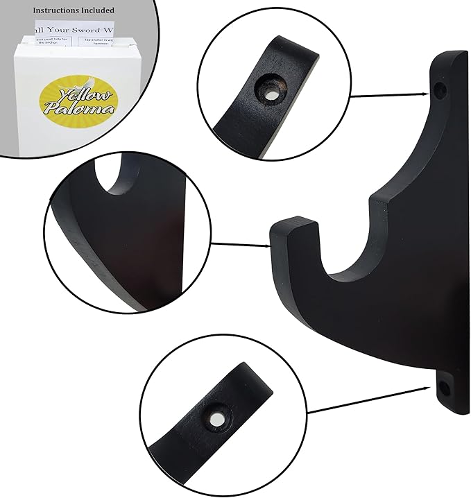 Sword Wall Mount - Hard Wood Sword Mount for Wall - Durable & Strong Katana Holder - Easy Mounting Picture Instructions Sword Wall Hanger - Decorative Sword Display Matches Any Home Decor