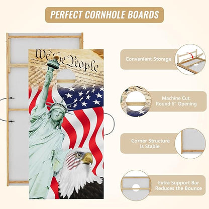 Cornhole Board Set,Corn Hole Games for Adults Outdoor,2X4FT Solid Wood Regulation Cornhole Boards with 8 Cornhole Beans Bags & Carry Case